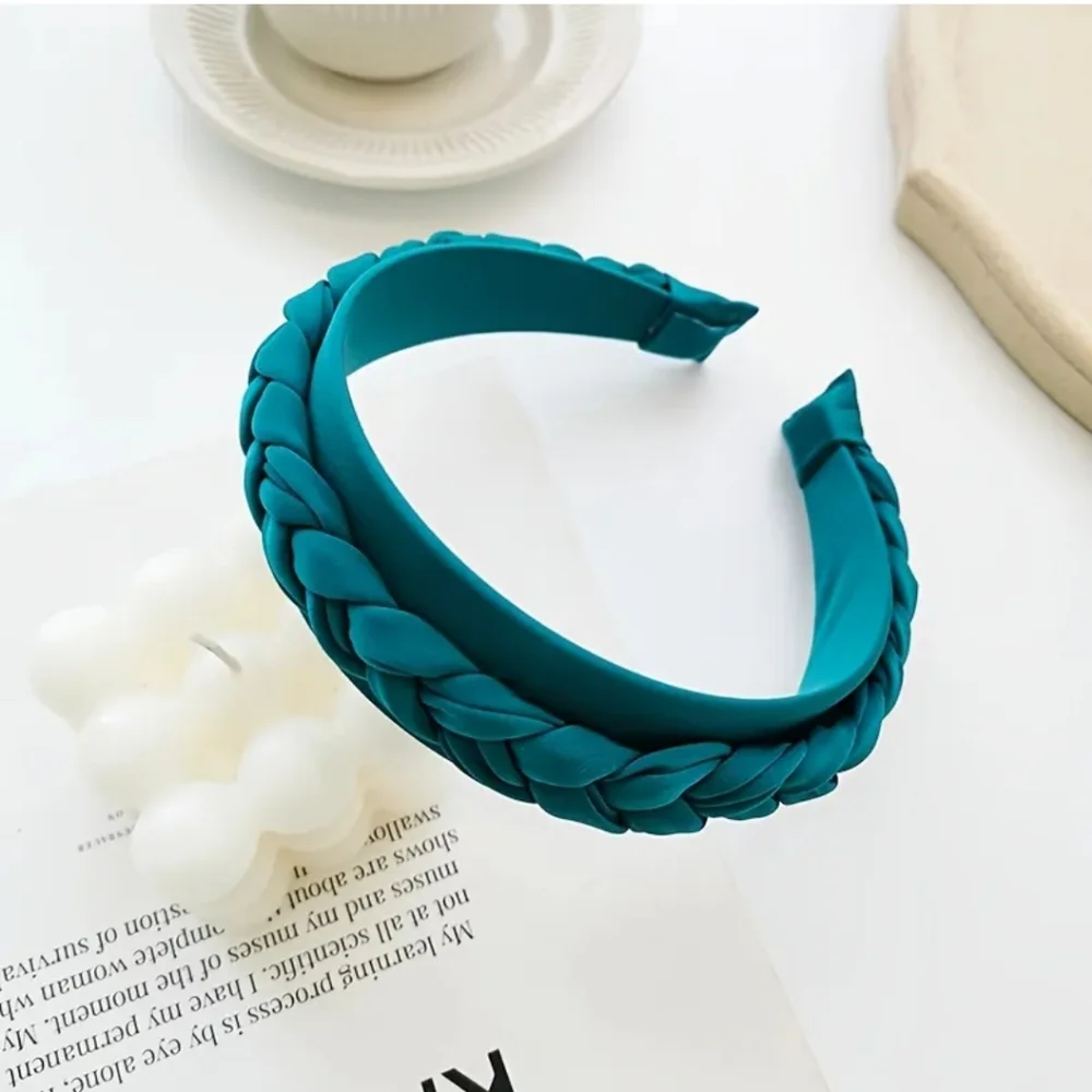 Elegant Teal Braided Wide Headband